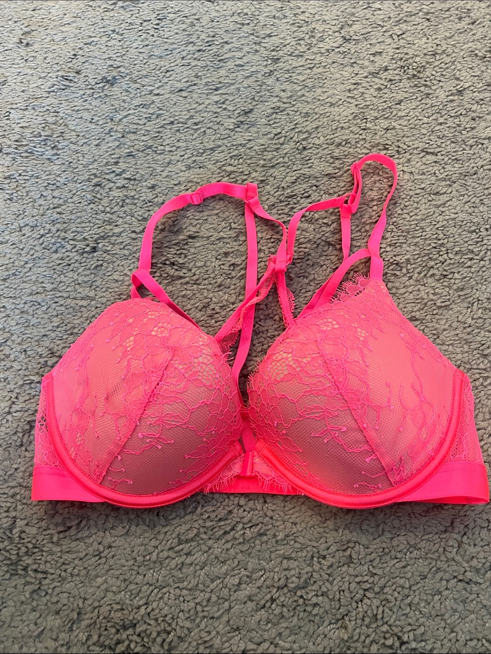 Victoria’s Secret Lace Push-Up Bra in Hot Pink